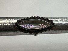 Vintage 925 Sterling Silver Abalone Statemen Ring / Size 6