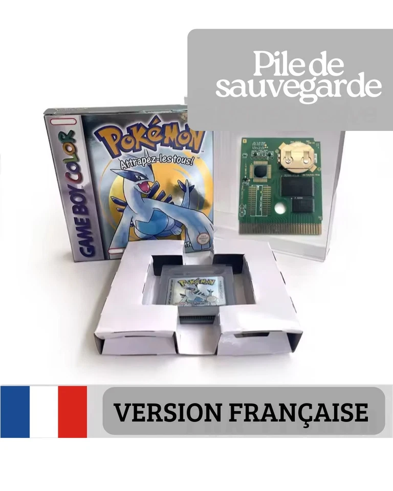 Pokémon GBC Or Jaune Rouge Bleue Argent Cristal FR Cartmod boite color gameboys - Photo 3/4