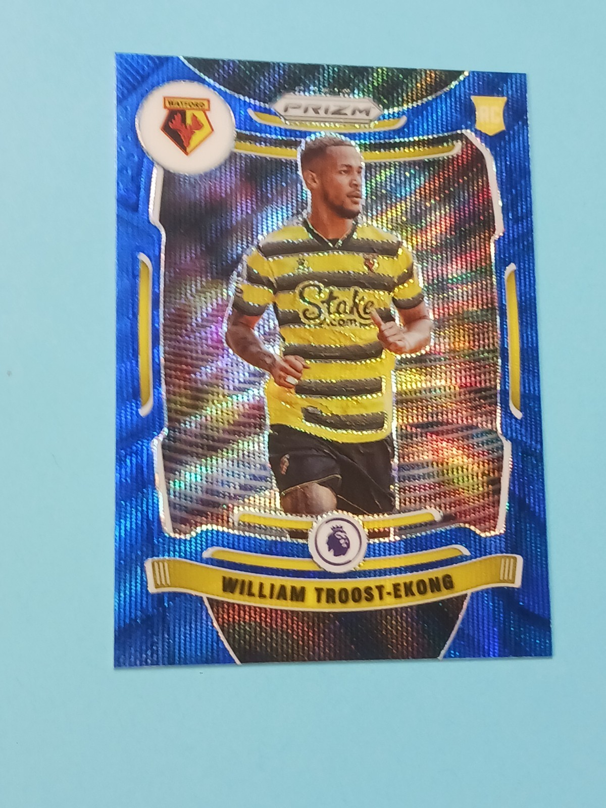 2021-22 Panini Prizm Premier League H2 Blue Mojo William Troost-Ekong Rookie RC