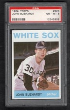 1964 TOPPS #323 JOHN BUZHARDT Chicago White Sox sharp/CENTERED Old Label PSA 8+
