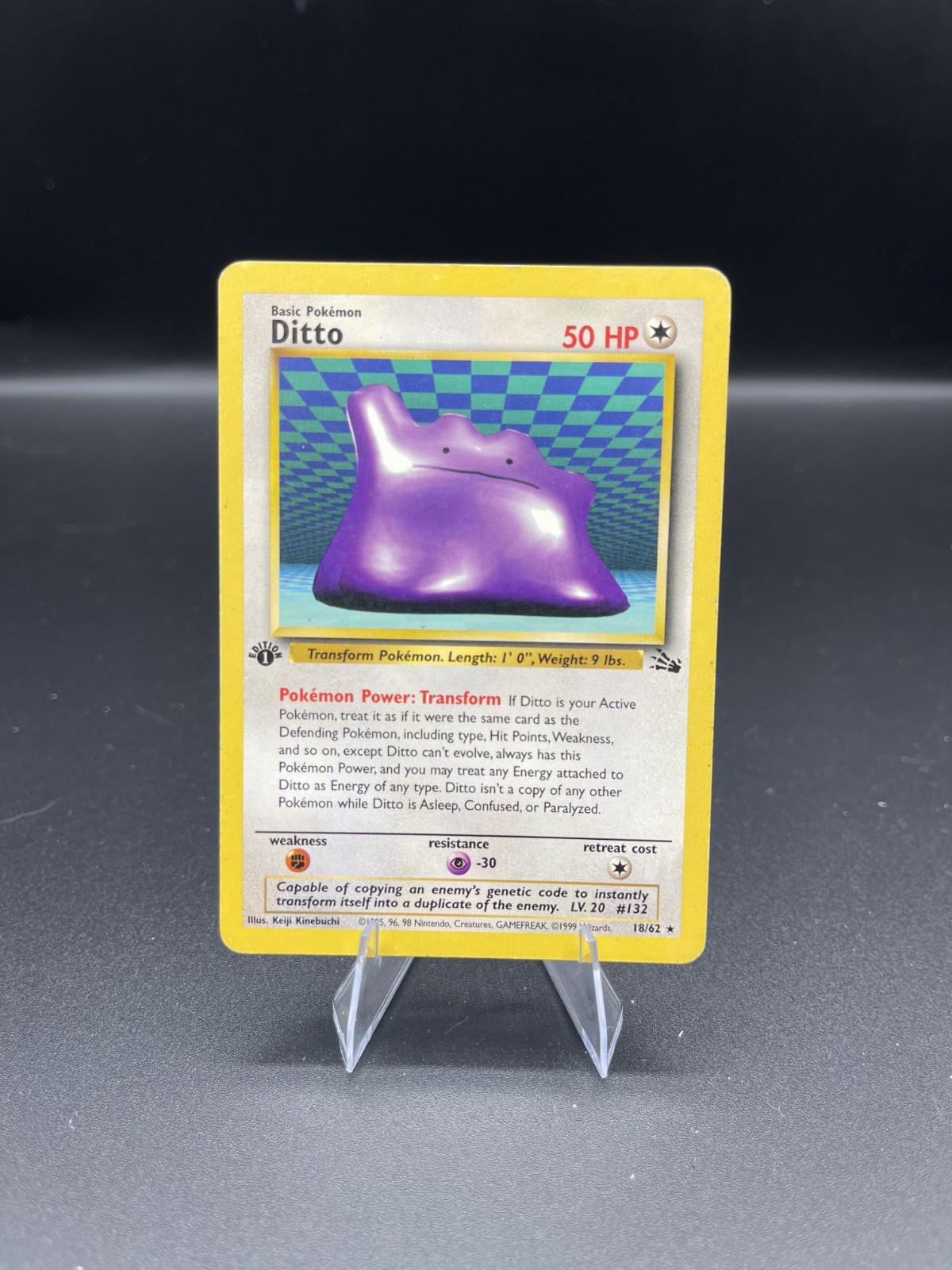 (LP) Ditto 1st ed Fossil 18/62 Pokemon TCG Card - FREE SHIPPING - SEE PICS