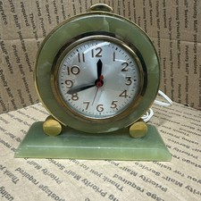 Sessions Round Genuine Green Onyx Analogue Desk Clock Made in USA