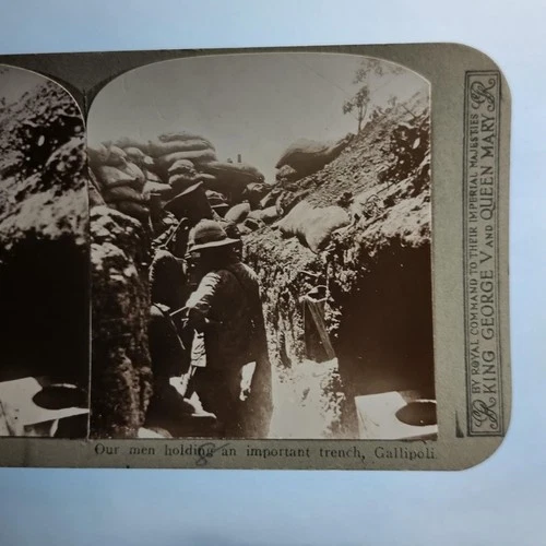 WW1 Military Stereoview C1916 Real Photo Turkey Gallipoli Front Line Trench