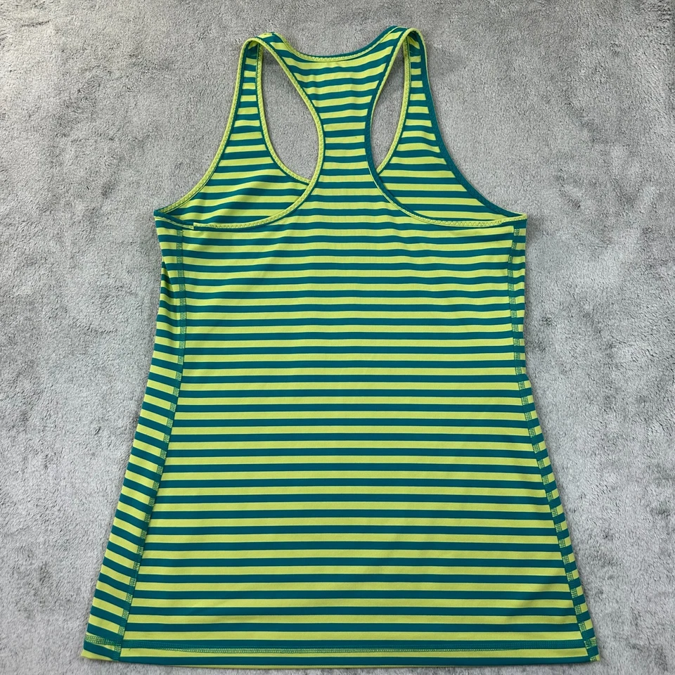 Brooks Running Tank Top Women’s L Green Blue Stripe Racerback DriLayer - Image 3 of 4