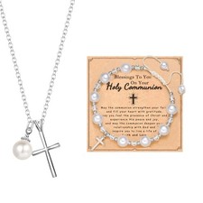 First Communion Gifts Baptism First Holy communion Cross Necklace Cross Brace...