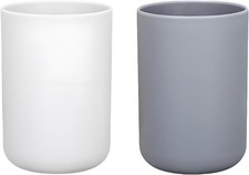 2 Pieces Plastic Bathroom Tumbler Cup Toothbrush Holder Organizer Tumbler Cups