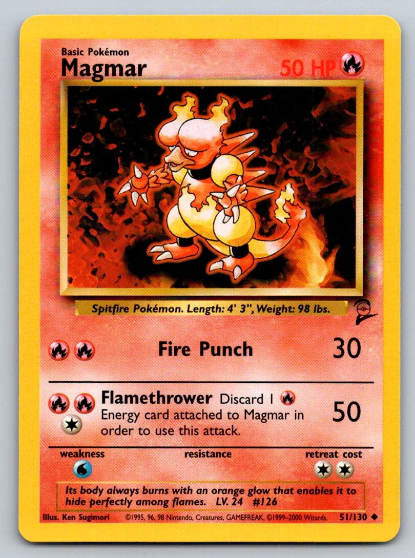 Magmar 51/130 NM UC Base Set 2 Pokemon