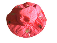 Gymboree Girls Pink Bucket Sun Hat Size 12-24 mos  flowers  monkeys 