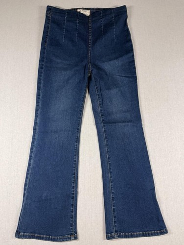 Free People Denim Jeans Sz 27 (27x24) Pull On Flare Leg High Rise Boho Retro