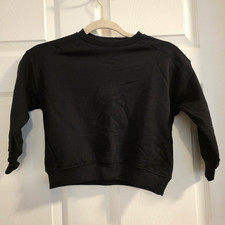 ZARA Boys Black Fleece Crewneck Pullover Sweatshirt Long Sleeve 4-5Y