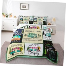 Camping Themed Bedding Set Happy Camping Comforter Set Queen Multi 12