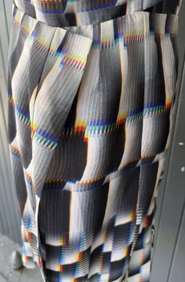 Mini Vestido Suboo Talla 8 Negro Amarillo Azul 3D Computadora Arte Tecnología Impresión Recortado Foto 4 de 4