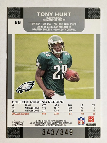 2007 Topps Co-Signers Changing Faces Gold Blue #66B Tony Hunt/Larry Johnson - Picture 2 of 2