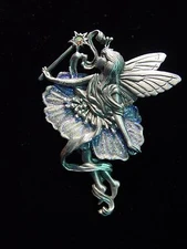 "JJ" Jonette Jewelry Silver Pewter WINGED Sparkling Ballerina FAIRY Pin