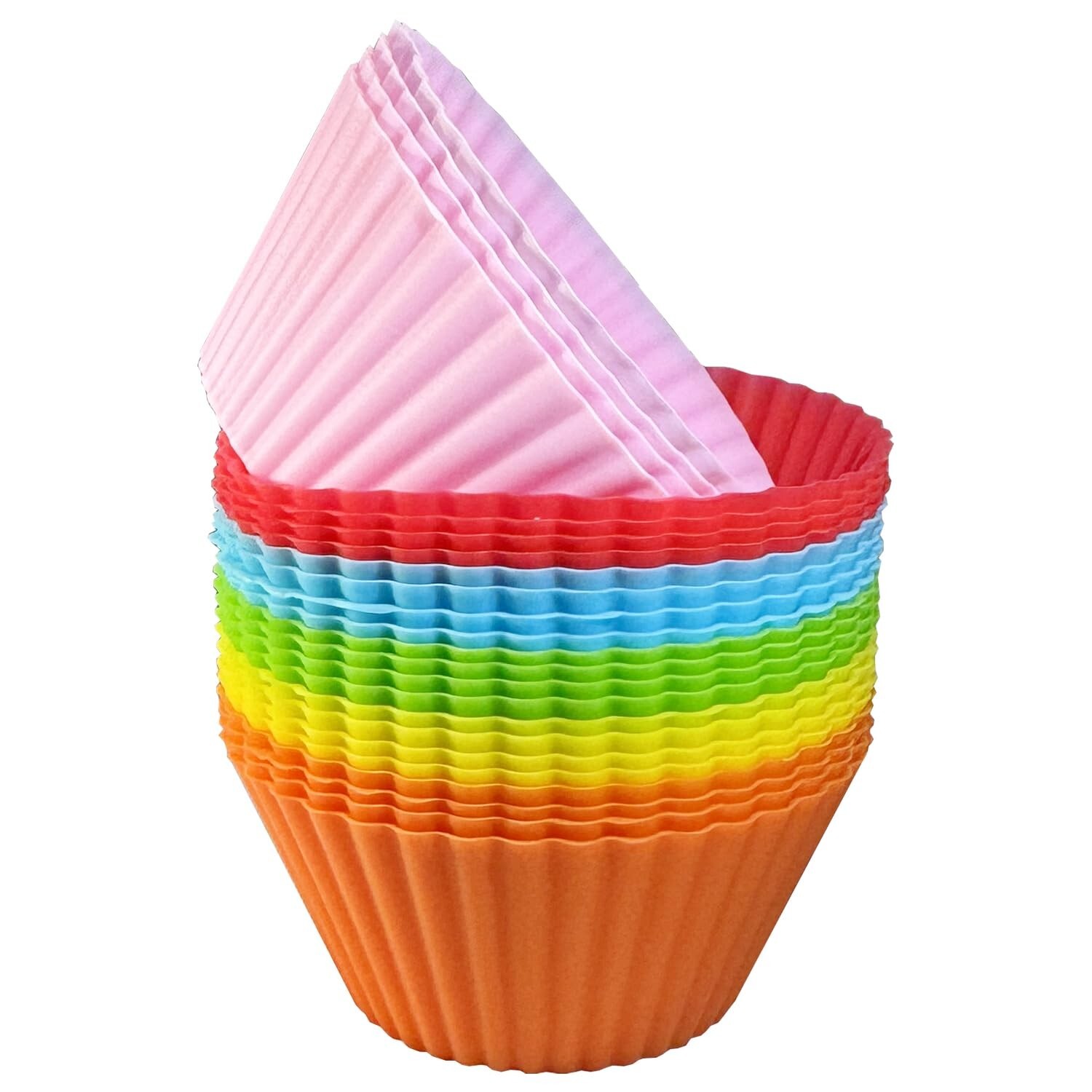 24-Pack Multi-Color Reusable Silicone Baking Cups Non-Stick Cupcake Liners