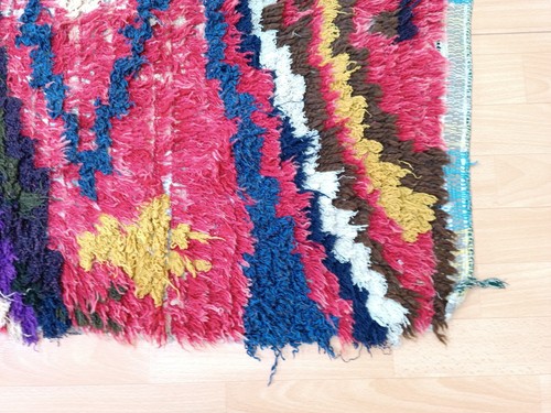 3x6 Colorful Artistic Handmade Rug Authentic Berber Vintage Moroccan Carpet - Picture 12 of 15
