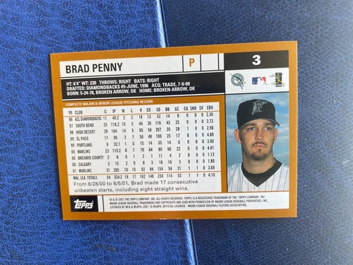 TOPPS BASEBALL 2002 MARLINS PENNY 3 MINT - Foto 2 di 2