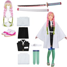 Halloween Cosplay Costume Kanroji Mitsuri Party Role Outfit with Shoes Wig Sword