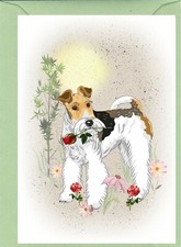 Filo Fox Terrier cane (4"x 6") carta vuota ideale per festa della mamma, San Valentino ecc.
