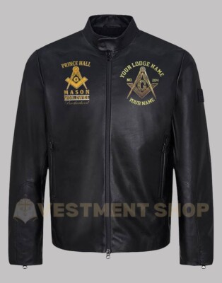 Prince Hall Mason 357 Leather Jacket Custom Masonic Lodge Freemason Coat