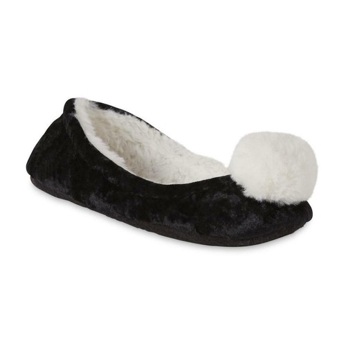 Jaclyn Smith Women's Amelia Grey Ballet Style Pom-Pom Slippers Gray/Black/Pink - 第 2/10 張圖片