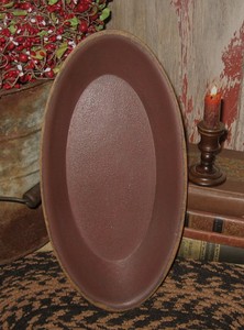 Wood Dough Candle Bowl Burgundy Primitive French Country Farmhouse
