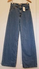 Levi's Ribcage Wide Leg 25 x 32 Super High Rise Slim Through Hip Jeans Blue