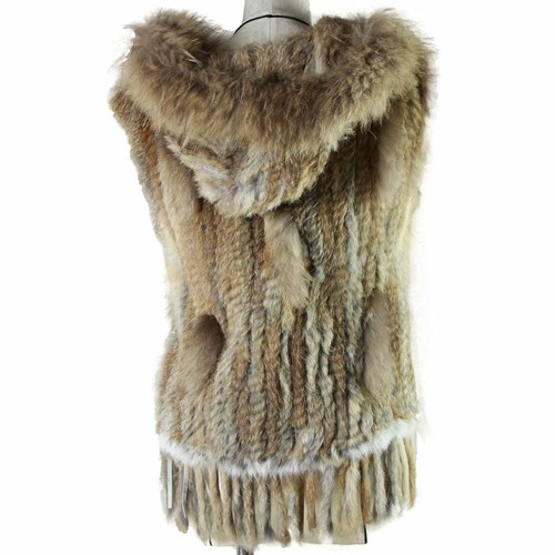 Rabbit Knitted Fur Vest With Raccoon 