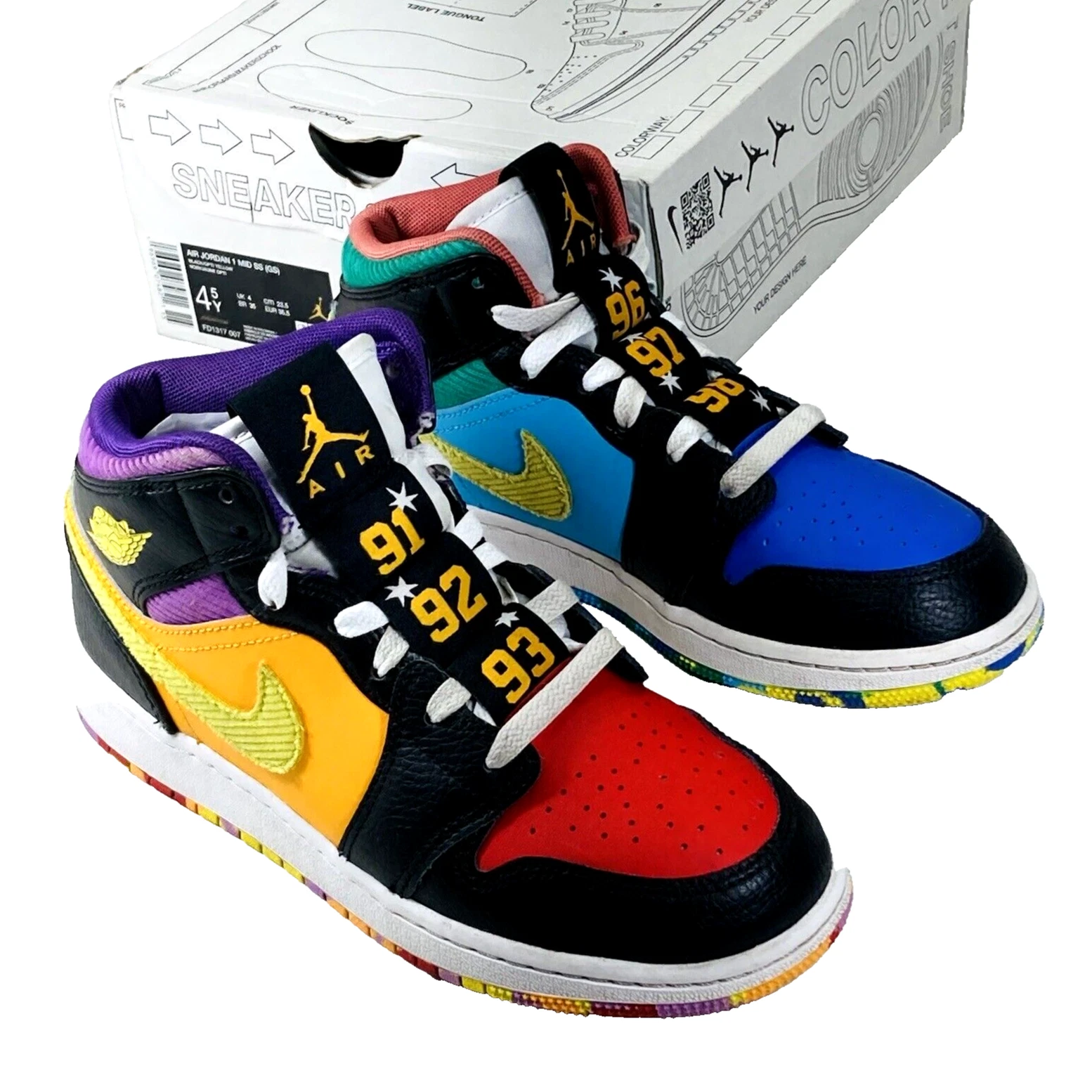Nike Air Jordan 1 Mid SS GS Six Championships FD1317 007 Sneakers 4Y Multicolore