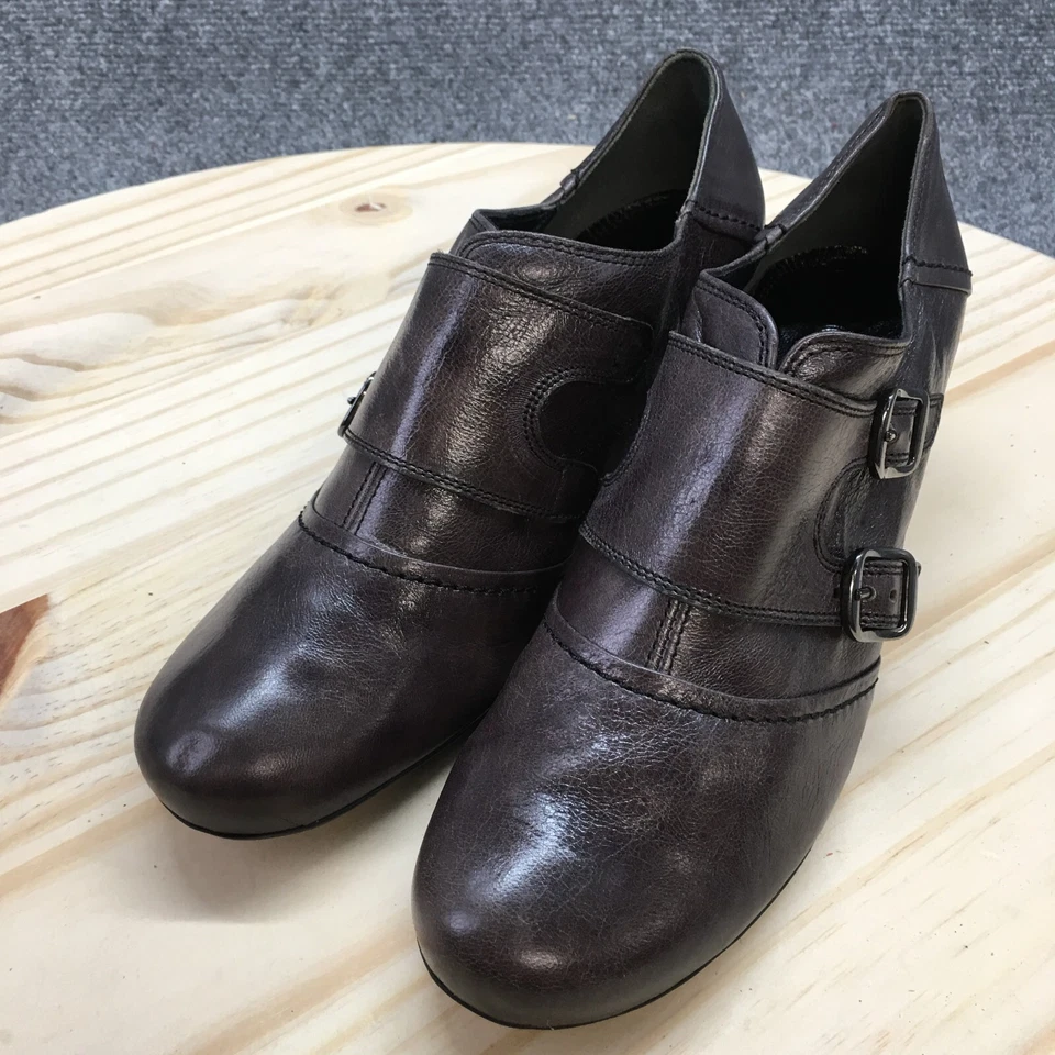 Gabor Botas Mujer 5 UK 7.5 US Botín Cuero Marrón Sin Cordones Tacones Cubanos Foto 3 de 4
