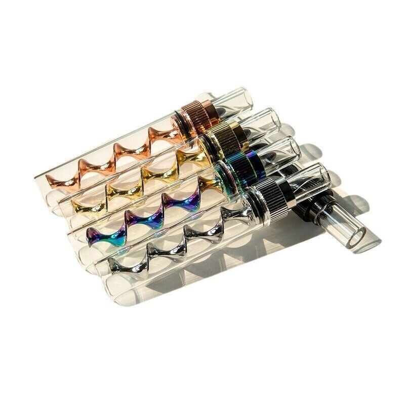 3.5" Mini Twisty Glass Blunt Glunt V12 Smoking Pipe Metal Tip W Gold eBay