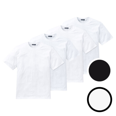 Schiesser American T Shirt Rundhals - M L XL XXL Weiß Schwarz - 4er Spar-Pack