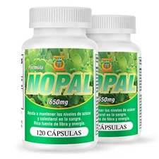 Capsulas de Nopal. Set de 2 frascos con 120 capsulas cada uno. Control de Azucar