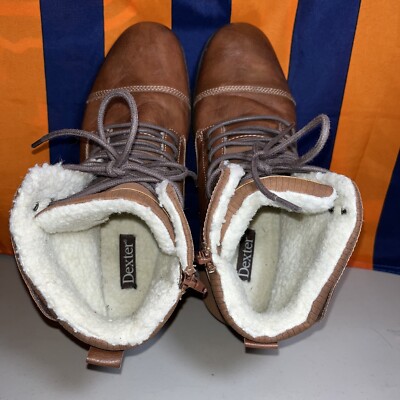 Dexter Brown Boots Men size 11.5 Cognac Fleece-Lined Liam  display picture 1