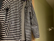 Charles River New Englander Rain Jacket Womans  Hooded  Navy / White Size Large