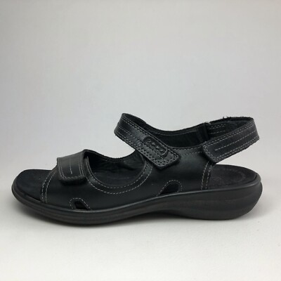 ecco Damen Sandalen 37 Schwarz Leder Klettverschluss