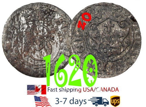 Poland Lithuania SOLIDUS Solid Schilling 1620 Riga Sigismund III Silver #18689