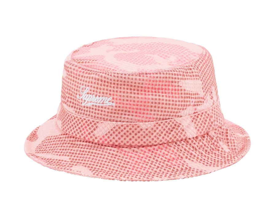 Supreme Camo Grid Velvet Crusher Bucket Hat Size M L Pink FW22 Supreme New York