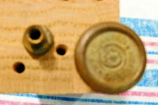 Antique ~ Salvage ~ Brass Embossed 2-part Knob "Warranted Superior"      #1857