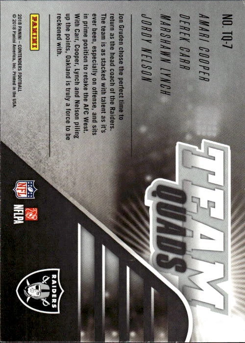2018 Panini Contenders Carr / Cooper / Lynch / Nelson #TQ-7 Team Quads 9J - Image 2 of 2
