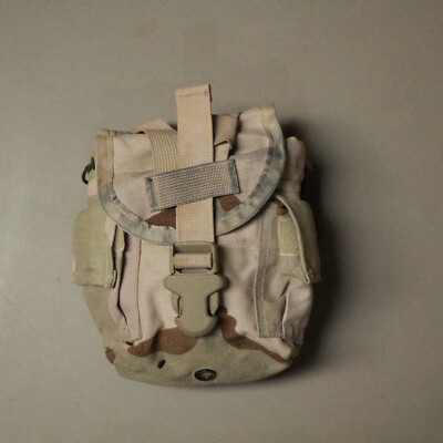 Molle 1 Qt Canteen GP Pouch NSN 8465-01-494-0272 DCU Desert Camo Bianco Used-VG