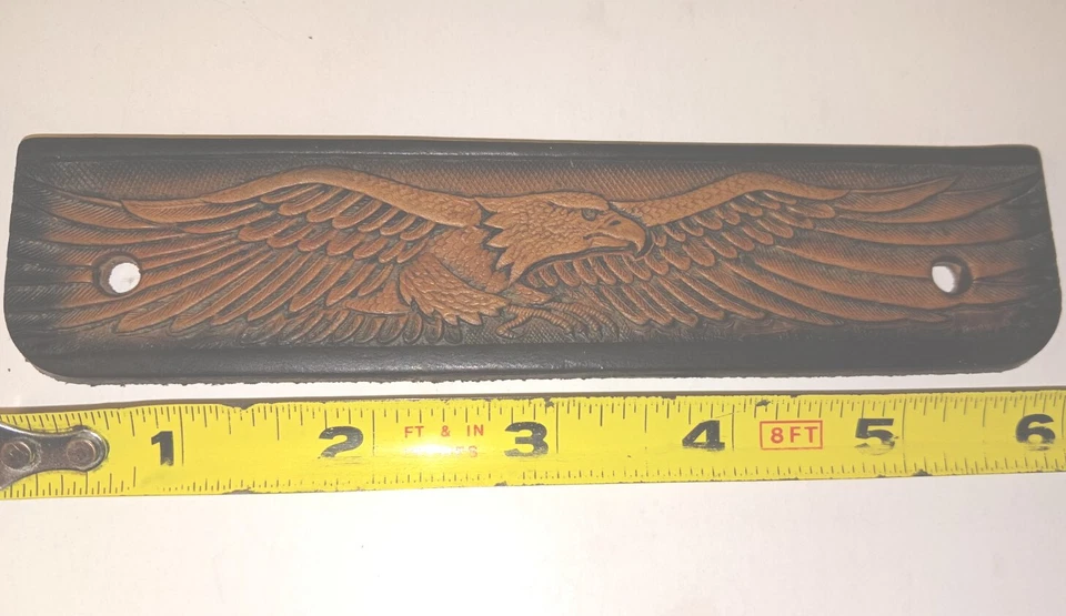 Pin Barrette/Hair Patriotic Eagle motociclista couro trabalhado - Feito à mão nos EUA - Imagem 2 de 4