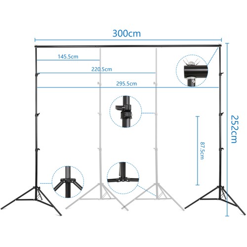 Neu 2,6x3 m Hintergrundsystem Fotoständer Photography Background Stand Backdrop - Bild 3 von 7