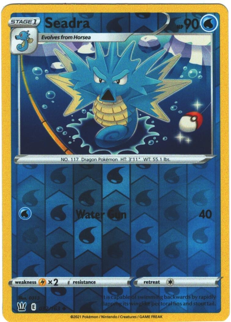 Seadra 32/163 Battle Styles Reverse Holo Uncommon Pokemon Card Pokémon TCG 032