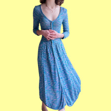 Ocean Free People Long Sleeve Space Dye Henley Style Midi Sweater Dress