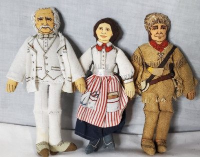 Vtg Hallmark August 1979 Mark Twain Clara Barton Davy Crockett 7'' Plush Dolls