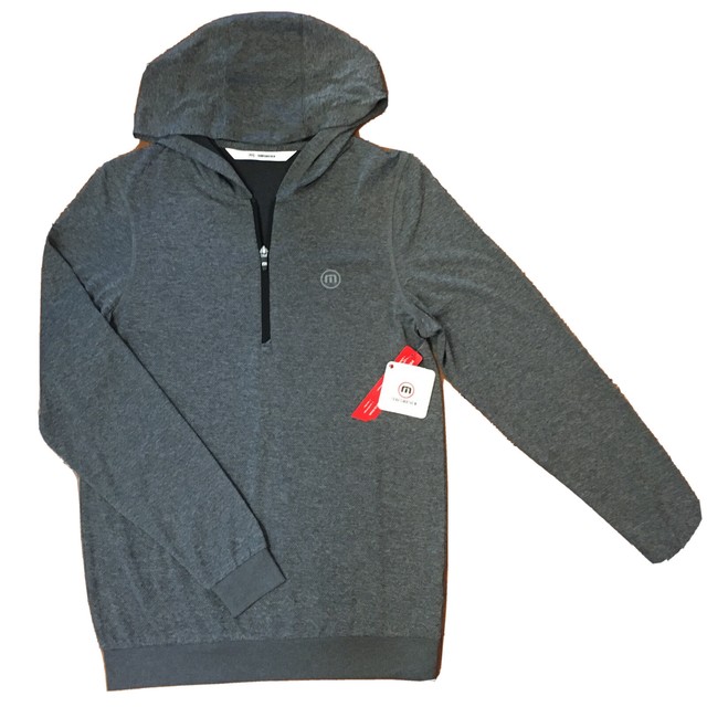 Travis Matthew The Finisher Small Gray 1/4 Zip Lightweight Stretch Golf Hoodie for sale online 