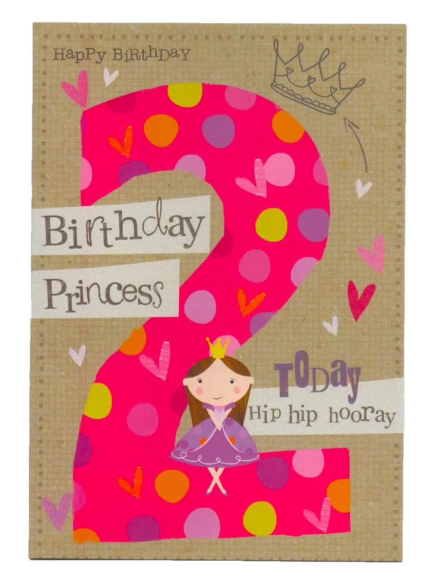 Happy 2nd Birthday Greetings Card Pink Princess Birthday Card Birthday Girl