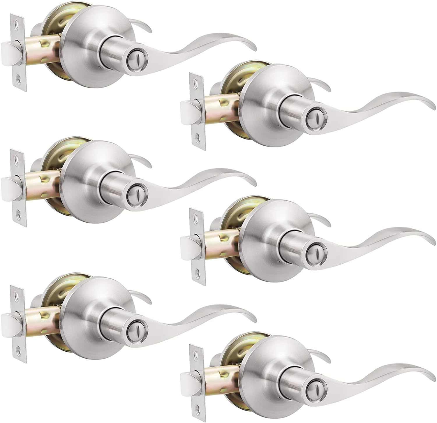 6 Pack Privacy Door Levers Interior Door Handles Brushed Nickel Lever Handles Ke