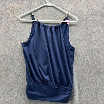 Lilly Pulitzer Blouse Shirt Women XS Blue Polyester Sleeveless Bowen Top Chain